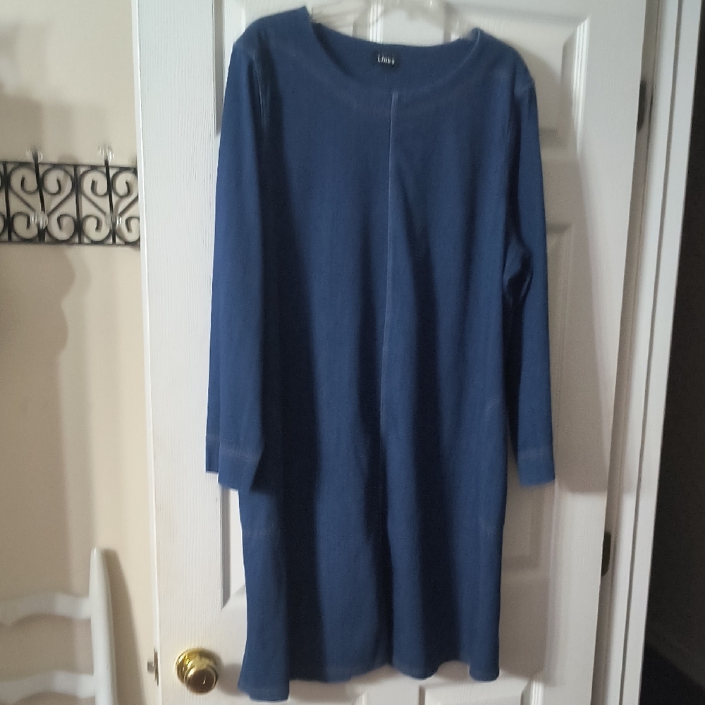 Links Classic DenimLong Sleeve Dress, New Without Tags
